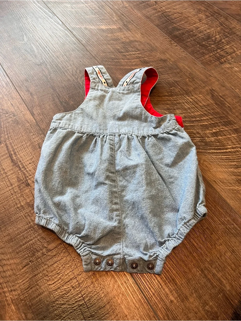 Vintage Tommy Hilfiger Light Blue Denim Overalls with Red Trim